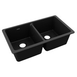 Elkay Quartz Classic 33" x 18-1/2" x 9-1/2", Equal Double Bowl Undermount Sink,  Black - ELGU3322BK0