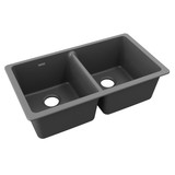 Elkay Quartz Classic 33" x 18-1/2" x 9-1/2", Equal Double Bowl Undermount Sink, Dusk - Gray - ELGU3322GY0