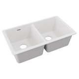 Elkay Quartz Classic 33" x 18-1/2" x 9-1/2", Equal Double Bowl Undermount Sink, White - ELGU3322WH0