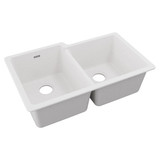 Elkay Quartz Classic 33" x 20-1/2" x 9-1/2", Offset Double Bowl Undermount Sink,  White - ELGU250RWH0