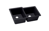 Elkay Quartz Luxe 33" x 20-1/2" x 9-1/2", Offset Double Bowl Undermount Sink, Caviar - ELXU250RCA0