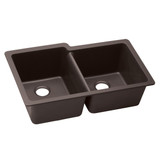 Elkay Quartz Luxe 33" x 20-1/2" x 9-1/2", Offset Double Bowl Undermount Sink, Chestnut - ELXU250RCN0