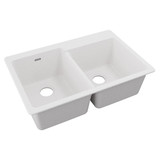 Elkay Quartz Classic 33" x 22" x 9-1/2", Offset Double Bowl Drop-in Sink,  White - ELG250RWH0