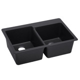 Elkay Quartz Luxe 33" x 22" x 9-1/2", Offset Double Bowl Drop-in Sink, Caviar - ELX250RCA0