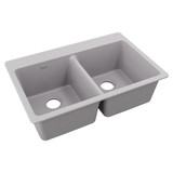 Elkay Quartz Classic 33" x 22" x 9-1/2", Equal Double Bowl Drop-in Sink, Greystone - ELG3322GS0