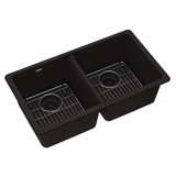 Elkay Quartz Classic 33" x 18-1/2" x 9-1/2", Equal Double Bowl Undermount Sink Kit,  Black - ELGU3322BK0C