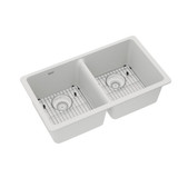 Elkay Quartz Classic 33" x 18-1/2" x 9-1/2", Equal Double Bowl Undermount Sink Kit,  White - ELGU3322WH0C