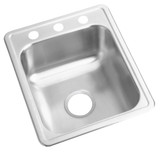 Elkay Dayton Stainless Steel 17" x 21-1/4" x 6-1/2", 3-Hole Single Bowl Drop-in Bar Sink - D117213