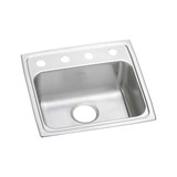 Elkay Lustertone Classic Stainless Steel 19-1/2" x 19" x 6", OS4-Hole Single Bowl Drop-in ADA Sink - LRAD191960OS4