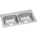 ELKAY  D233220 Dayton Stainless Steel 33" x 22" x 6-9/16", 0-Hole Equal Double Bowl Drop-in Sink