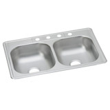 Elkay Dayton Stainless Steel 33" x 22" x 6-9/16", 4-Hole Equal Double Bowl Drop-in Sink - D233224