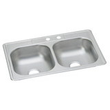 Elkay Dayton Stainless Steel 33" x 22" x 6-9/16", MR2-Hole Equal Double Bowl Drop-in Sink - D23322MR2