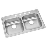 ELKAY  GE233222 Dayton Stainless Steel 33" x 22" x 5-3/8", 2-Hole Equal Double Bowl Drop-in Sink