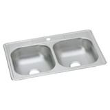 Elkay Dayton Stainless Steel 33" x 21-1/4" x 6-9/16", 1-Hole Equal Double Bowl Drop-in Sink - D233211