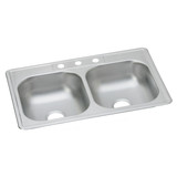 ELKAY  D233213 Dayton Stainless Steel 33" x 21-1/4" x 6-9/16", 3-Hole Equal Double Bowl Drop-in Sink
