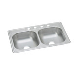 Elkay Dayton Stainless Steel 33" x 21-1/4" x 6-9/16", 4-Hole Equal Double Bowl Drop-in Sink - D233214