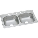 Elkay Dayton Stainless Steel 33" x 21-1/4" x 6-9/16", 5-Hole Equal Double Bowl Drop-in Sink - D233215