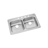 ELKAY  GE233214 Dayton Stainless Steel 33" x 21-1/4" x 5-3/8", 4-Hole Equal Double Bowl Drop-in Sink