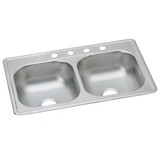 ELKAY  DD233221 Dayton Stainless Steel 33" x 22" x 7-1/16", 1-Hole Equal Double Bowl Drop-in Sink