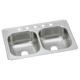 ELKAY  DSE233225 Dayton Stainless Steel 33" x 22" x 8-1/16", 5-Hole Equal Double Bowl Drop-in Sink