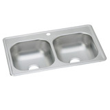 ELKAY  DSE233191 Dayton Stainless Steel 33" x 19" x 8", 1-Hole Equal Double Bowl Drop-in Sink