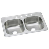 ELKAY  DSE233213 Dayton Stainless Steel 33" x 21-1/4" x 8-1/16", 3-Hole Equal Double Bowl Drop-in Sink
