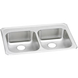 Elkay Celebrity Stainless Steel 33" x 21-1/4" x 5-3/8", 0-Hole Equal Double Bowl Drop-in Sink - GECR33210