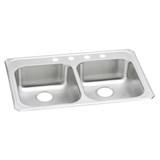 Elkay Celebrity Stainless Steel 33" x 21-1/4" x 5-3/8", 4-Hole Equal Double Bowl Drop-in Sink - GECR33214