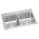 Elkay Celebrity Stainless Steel 33" x 21-1/4" x 6-7/8", 3-Hole Equal Double Bowl Drop-in Sink - CR33213