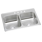 Elkay Celebrity Stainless Steel 33" x 21-1/4" x 6-7/8", 4-Hole Equal Double Bowl Drop-in Sink - CR33214