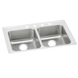 ELKAY  LRAD3319400 Lustertone Classic Stainless Steel 33" x 19-1/2" x 4", Equal 0-Hole Double Bowl Drop-in ADA Sink