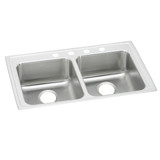 ELKAY  LRAD3319503 Lustertone Classic Stainless Steel 33" x 19-1/2" x 5", 3-Hole Equal Double Bowl Drop-in ADA Sink