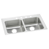 Elkay Lustertone Classic Stainless Steel 33" x 19-1/2" x 5-1/2", 4-Hole Equal Double Bowl Drop-in ADA Sink - LRAD3319554