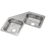 ELKAY  DE217320 Dayton Stainless Steel 31-7/8" x 31-7/8" x 7", Equal Double Bowl Corner Sink