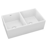 Elkay Fireclay 33" x 19-15/16" x 9", Equal Double Bowl Farmhouse Sink,  White - SWUF32189WH