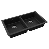Elkay Quartz Classic 33" x 18-1/2" x 5-1/2", Double Bowl Undermount ADA Sink with Perfect Drain,  Black - ELGUAD3319PDBK0