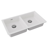 Elkay Quartz Classic 33" x 18-1/2" x 5-1/2", Double Bowl Undermount ADA Sink with Perfect Drain,  White - ELGUAD3319PDWH0