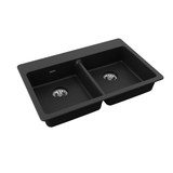 Elkay Quartz Classic 33" x 22" x 5-1/2", Double Bowl Drop-in ADA Sink with Perfect Drain,  Black - ELGAD3322PDBK0