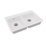 Elkay Quartz Classic 33" x 22" x 5-1/2", Double Bowl Drop-in ADA Sink with Perfect Drain,  White - ELGAD3322PDWH0