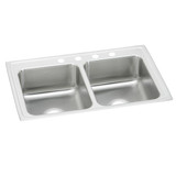 ELKAY  LRAD2918553 Lustertone Classic Stainless Steel 29" x 18" x 5-1/2", 3-Hole Equal Double Bowl Drop-in ADA Sink