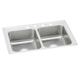 Elkay Lustertone Classic Stainless Steel 29" x 18" x 6-1/2", 4-Hole Equal Double Bowl Drop-in ADA Sink with Quick-clip - LRADQ2918654