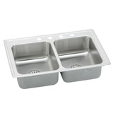 Elkay Lustertone Classic Stainless Steel 29" x 18" x 6-1/2", 1-Hole Equal Double Bowl Drop-in ADA Sink with Perfect Drain and Quick-clip - LRADQ291865PD1