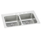 Elkay Lustertone Classic Stainless Steel 29" x 22" x 6-1/2", 1-Hole Equal Double Bowl Drop-in ADA Sink with Perfect Drain - LRAD292265PD1