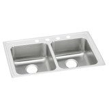 ELKAY  LRAD3319654 Lustertone Classic Stainless Steel 33" x 19-1/2" x 6-1/2", 4-Hole Equal Double Bowl Drop-in ADA Sink