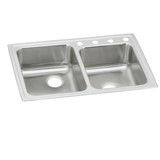 Elkay Lustertone Classic Stainless Steel 33" x 22" x 5-1/2", Offset 4-Hole Double Bowl Drop-in ADA Sink - LRAD250554