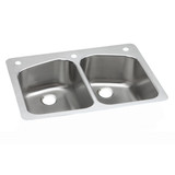 Elkay Dayton Stainless Steel 33" x 22" x 8", Equal Double Bowl Undermount or Drop-in Sink - DPXSR233220