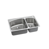 Elkay Lustertone Classic Stainless Steel 33" x 22" x 9", 0-Hole 60/40 Double Bowl Undermount or Drop-in Sink with Perfect Drain - LKHSR2509RPD0