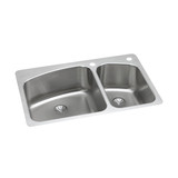 Elkay Lustertone Classic Stainless Steel 33" x 22" x 9", 2R-Hole 60/40 Double Bowl Undermount or Drop-in Sink with Perfect Drain - LKHSR2509RPD2R
