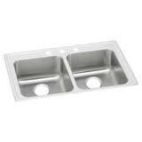 ELKAY  LRAD3321653 Lustertone Classic Stainless Steel 33" x 21-1/4" x 6-1/2", 3-Hole Equal Double Bowl Drop-in ADA Sink
