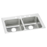 ELKAY  LRAD3321654 Lustertone Classic Stainless Steel 33" x 21-1/4" x 6-1/2", 4-Hole Equal Double Bowl Drop-in ADA Sink